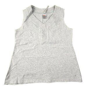 Danskin Athletic Top Womens Gray Sleeveless V-Neck Dance Size L 12/14 JH1820